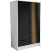 DREHTÜRENSCHRANK Nero 100/51/200 cm mit Lamellen weiß+schwarz - Schwarz/Weiß, Holzwerkstoff (100/200/51cm) - Beautysofa