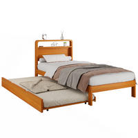 BETT 90/200 cm & 90/190 cm in Natur mit Ausziehbett und abgerundetem Kopfteil Holzdesign - Naturfarben, Holzwerkstoff (90/200cm) - STILVORA