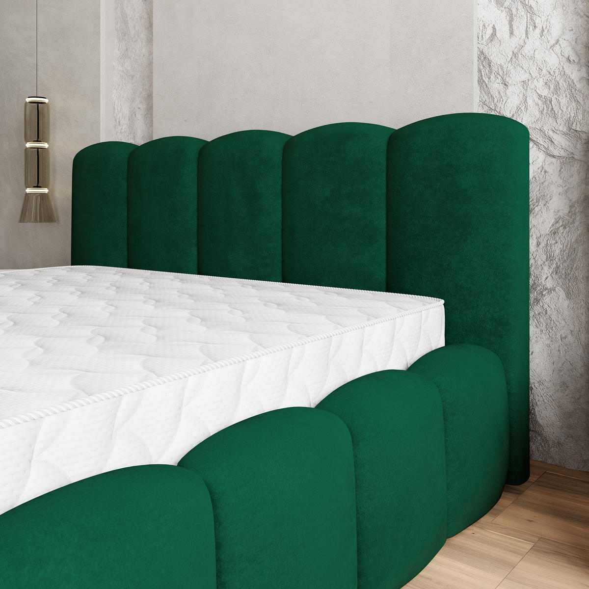 POLSTERBETT FALINA 180x200 cm mit Bettkästen - Grün - Grün, Holz (180/200cm) - MASSENO