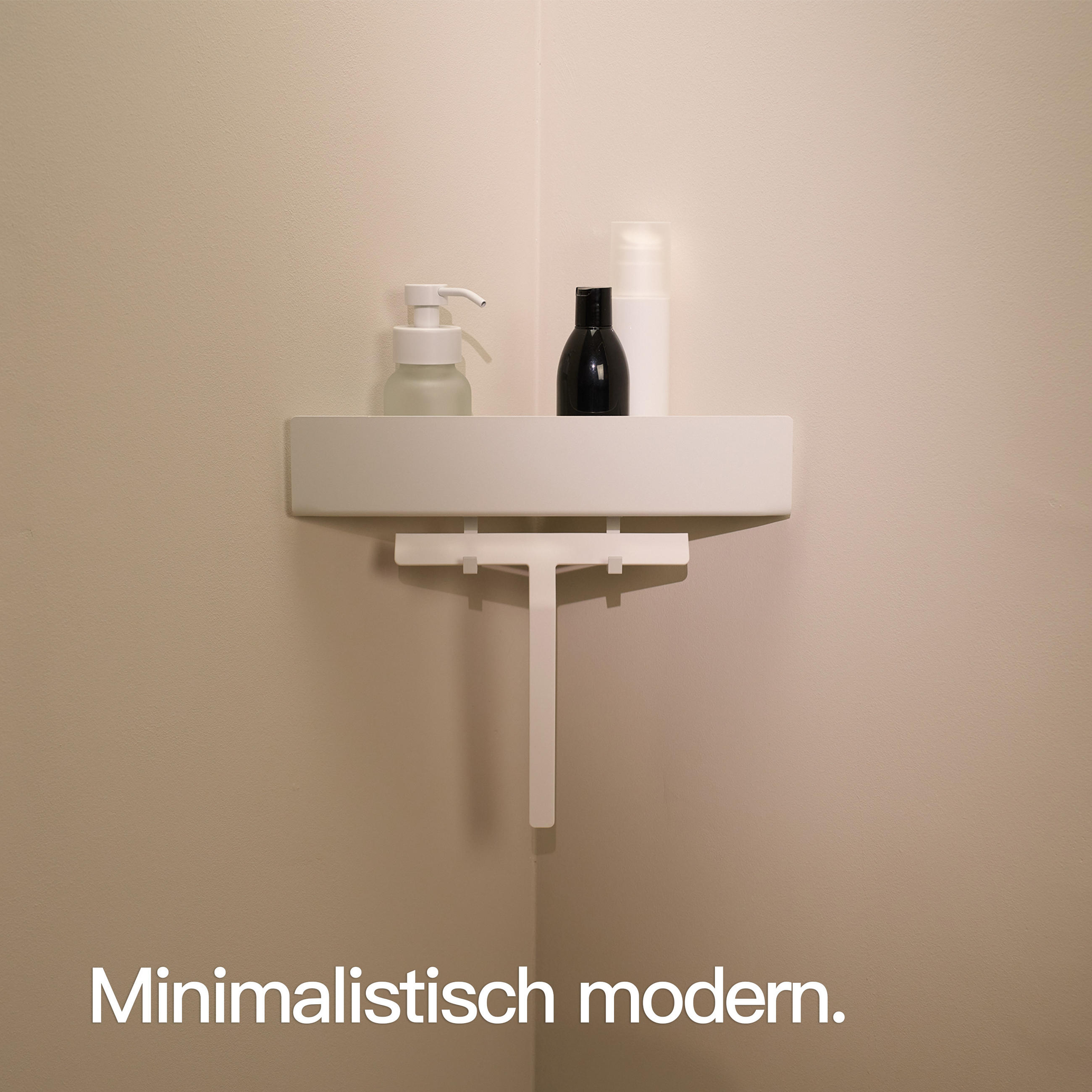 DUSCHABLAGE OHNE BOHREN | Eckregal Matt Weiß - Weiß, Metall (38/7.5/22cm) - Designfabrik Hamburg