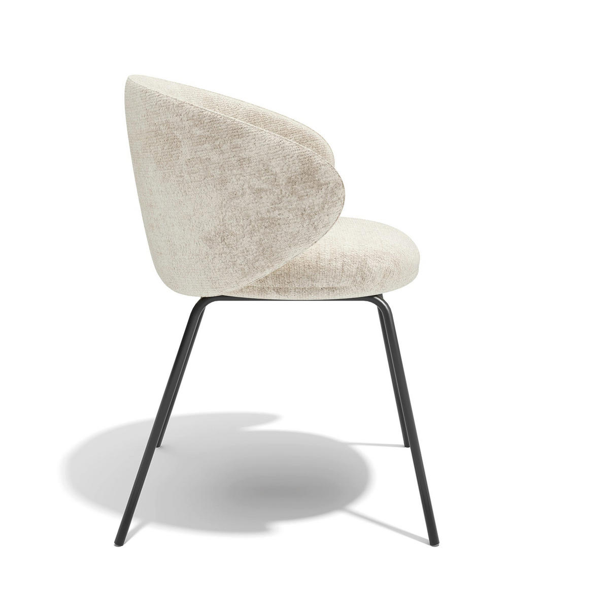 ESSZIMMERSTUHL Texturierter Samt Creme 53.5cm - Creme, Textil (53.5/75/54cm) - Sia Home