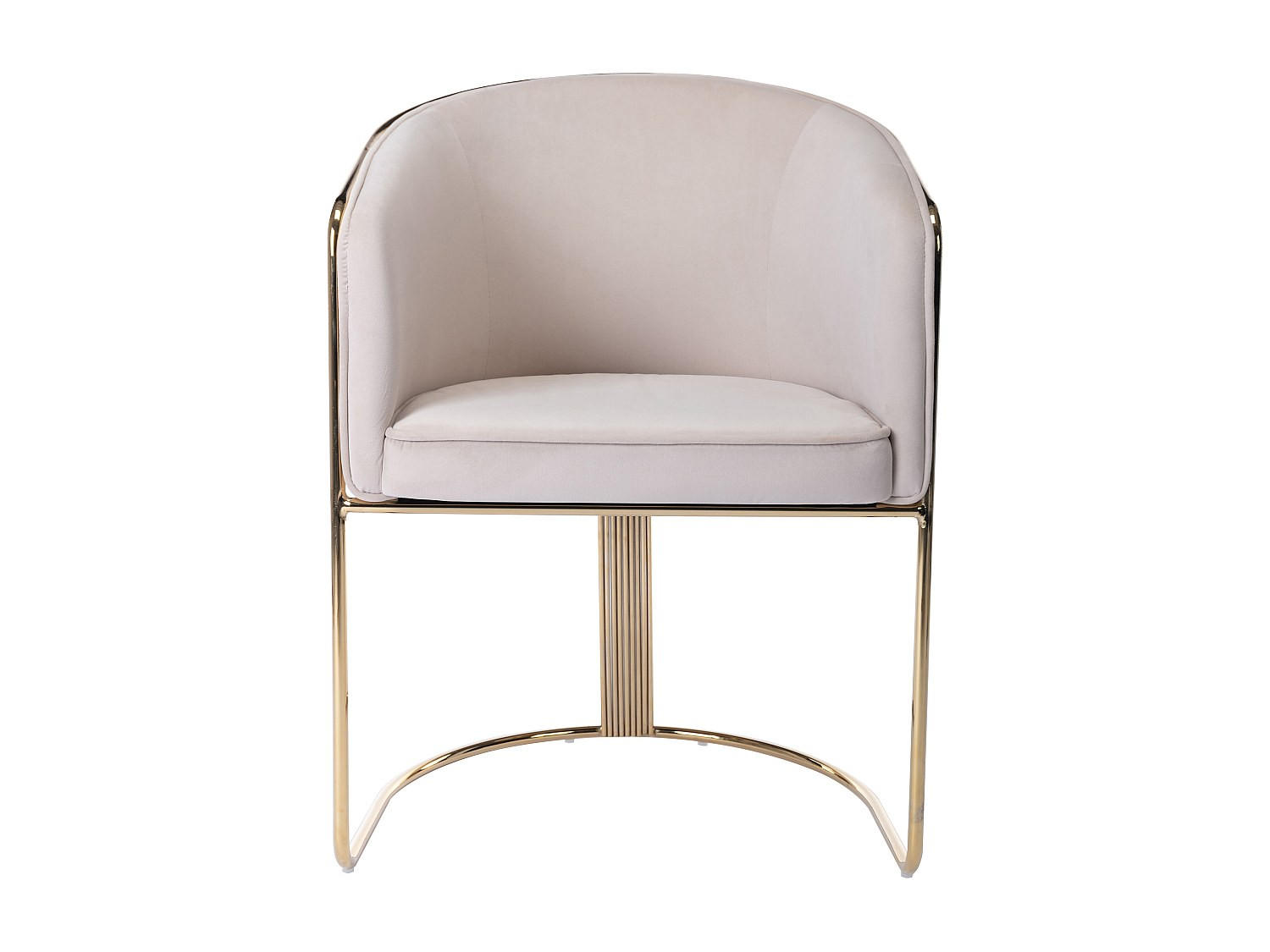 STUHL - 59.5 x 52.5 - samt - cremefarben Josethe - Creme, Textil/Metall (59.5/82.5/52.5cm) - Vente-Unique