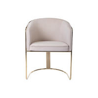 STUHL mit Armlehnen - Samt & Metall - Beige und Goldfarben - JOSETHE - Creme, Textil/Metall (59.5/82.5/52.5cm) - Vente-Unique