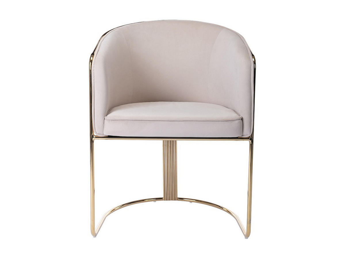 STUHL mit Armlehnen - Samt & Metall - Beige und Goldfarben - JOSETHE - Creme, Textil (52.5/82.5/59.5cm) - Pascal Morabito