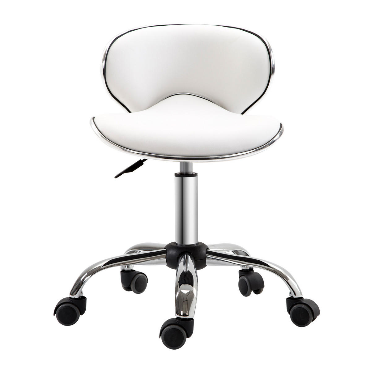 BÜROHOCKER DE-18018 höhenverstellbar 44-56 cm, Sattelform Weiß - Weiß, Metall (48/74/44cm) - ComfortXL