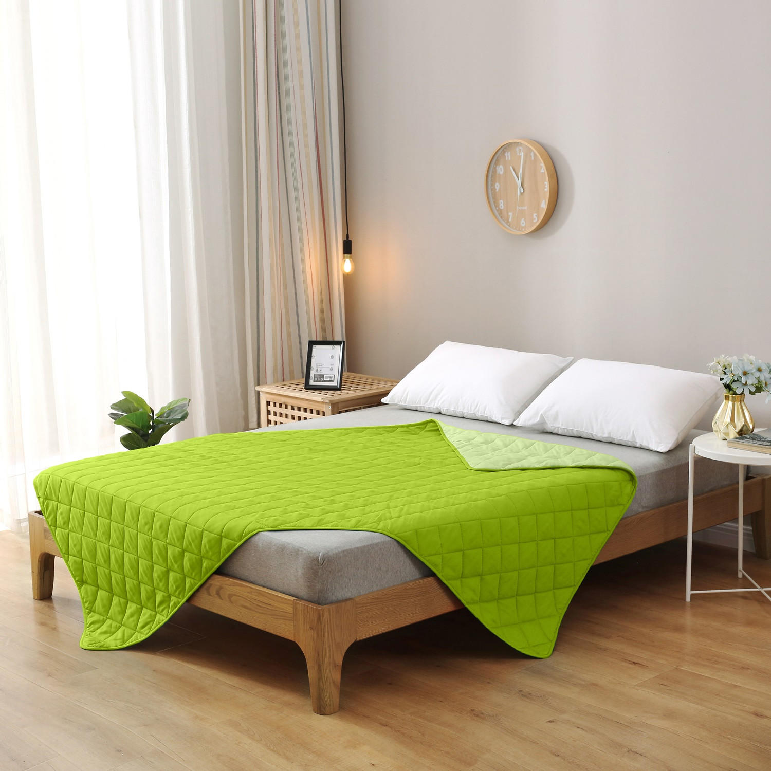 SOMMERBETT Camping grün 135/200 cm Steppbett im Wende-Design Duo-Color - Grün, Textil (135/200cm) - wometo