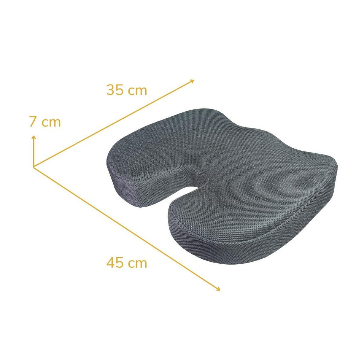STEISSBEINKISSEN, ERGONOMISCH U-FÖRMIG - Schwarz, Textil (35/7/45cm) - INPHYSIO