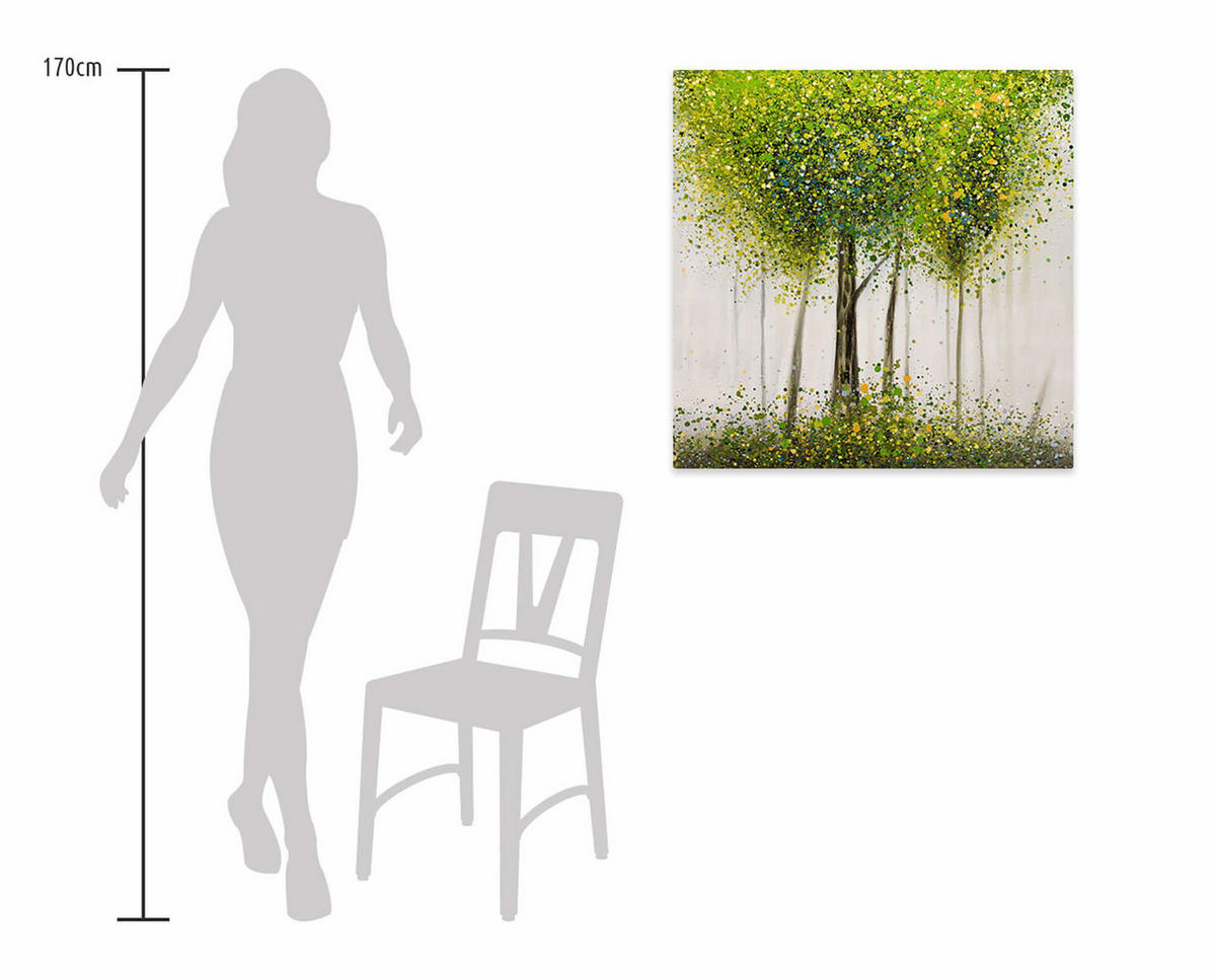 ÖLGEMÄLDE 80/80 cm - Weiß/Grün, Holz/Textil (1.52/80cm) - KUNSTLOFT