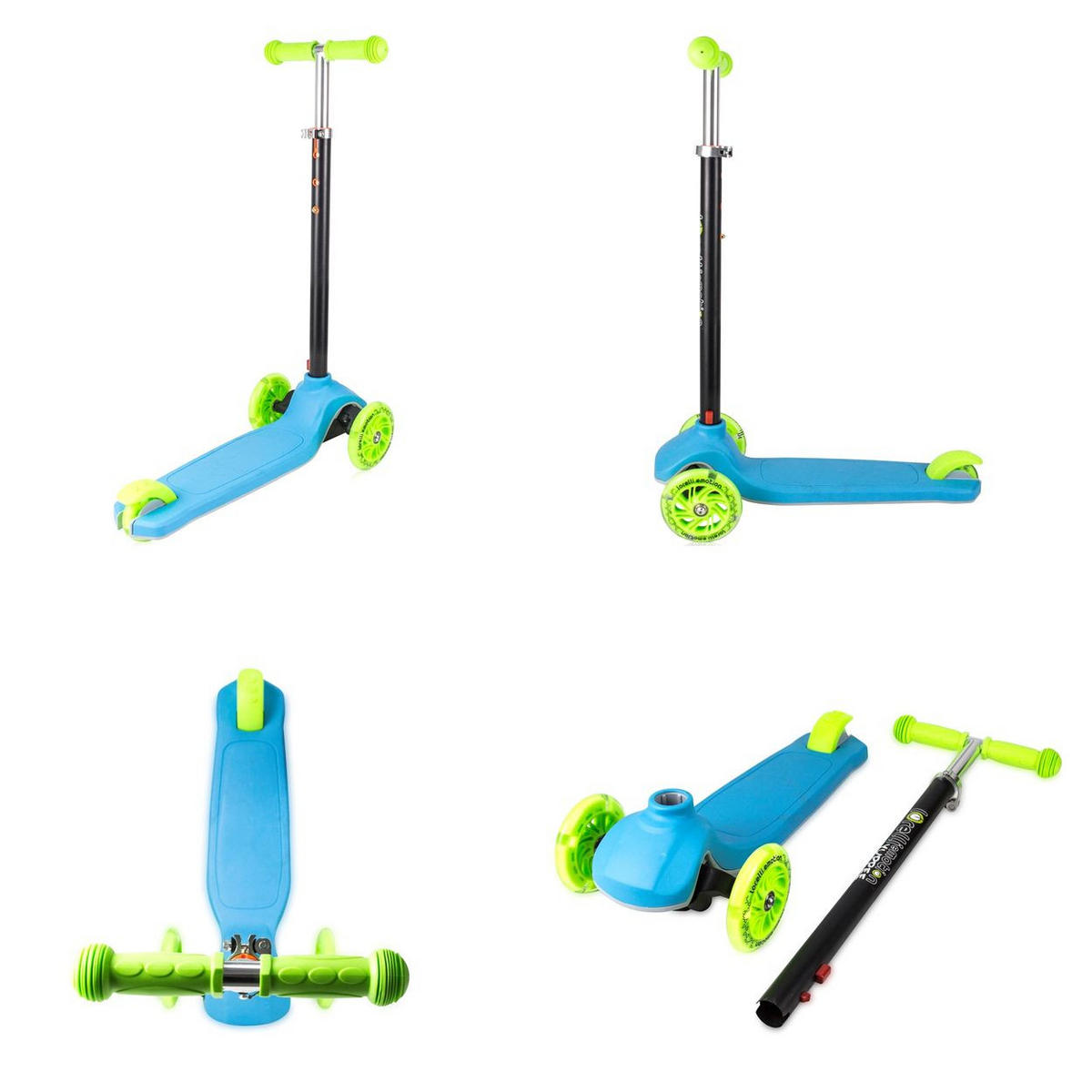 KINDERROLLER Yuppee hellblau 3 PU-Räder mit Licht, höhenverstellbar, Bremse - Blau, Metall (46/24/90cm) - Lorelli