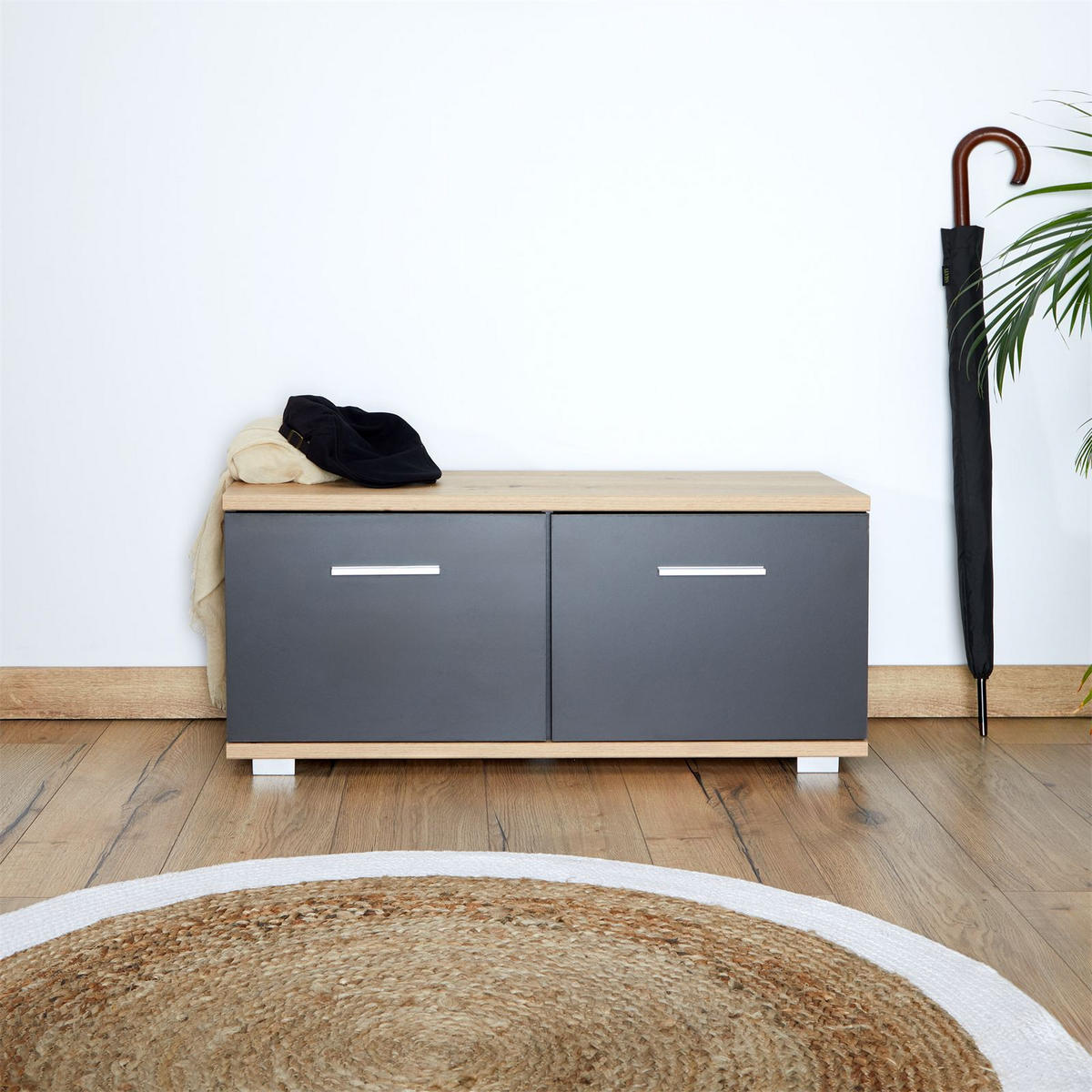 SITZBANK BILBAO - Dunkelgrau, Holzwerkstoff (90/40/34cm) - CARO-Möbel