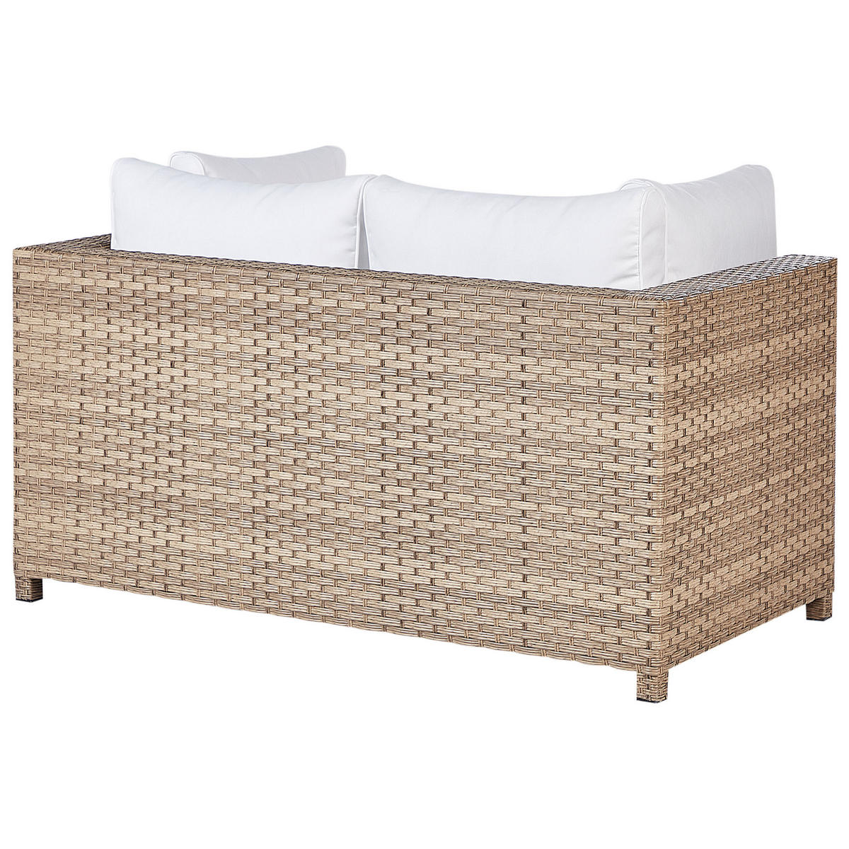 4-SITZER LOUNGE SET PE Rattan Cremeweiß Milano - Beige/Weiß, Kunststoff (75/75/140cm) - Beliani