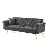 SCHLAFSOFA 2-Sitzer mit Samtbezug und Rückenlehne - Grau, Kunststoff (173/70/75cm)