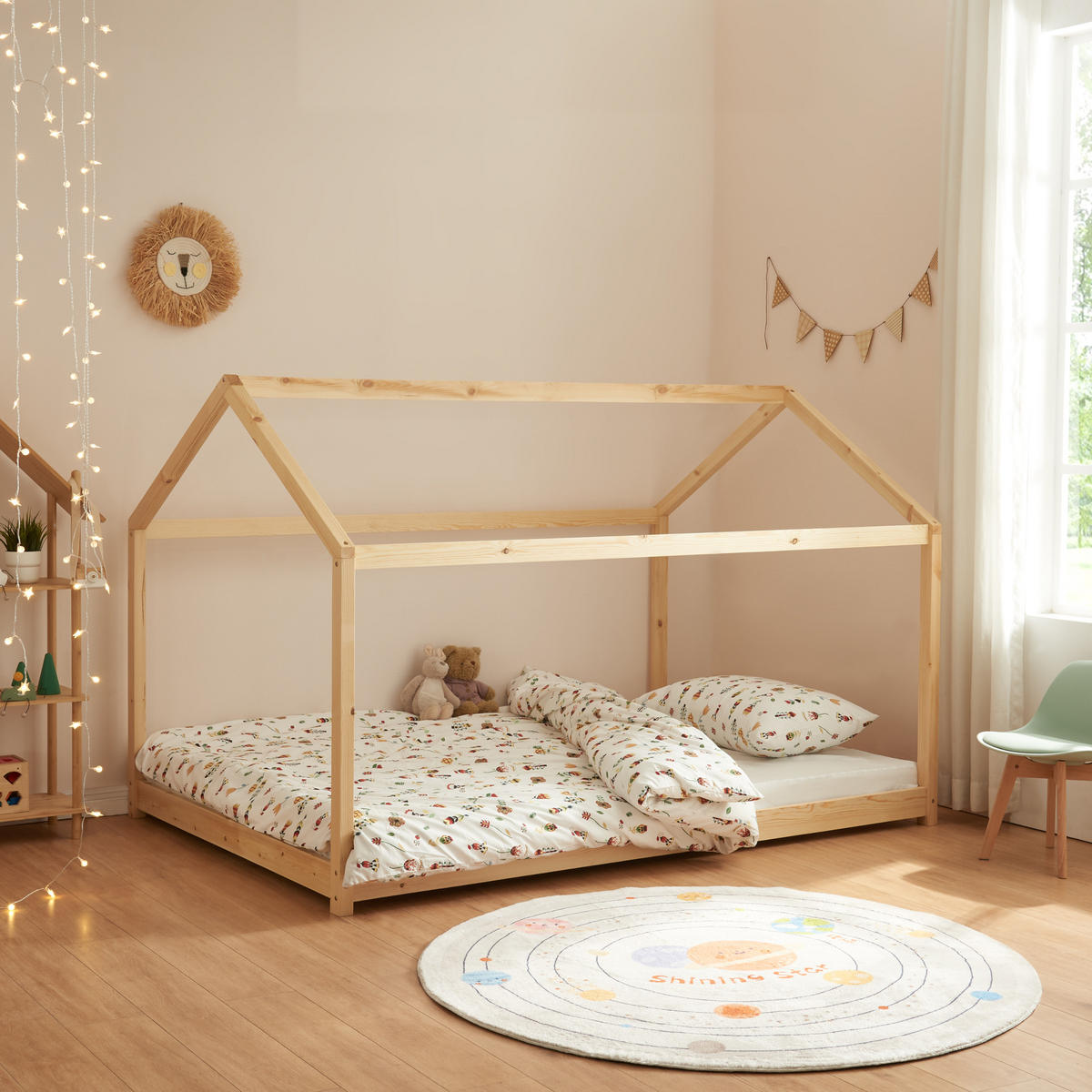 HAUSBETT Cerro - Naturfarben, Holz (140/200cm) - [en.casa]
