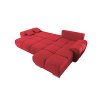 ECKSOFA beidseitig montierbar, Schlaffunktion mit Bettkasten - Chromfarben/Rot, Textil (289/189cm) - ed exciting design