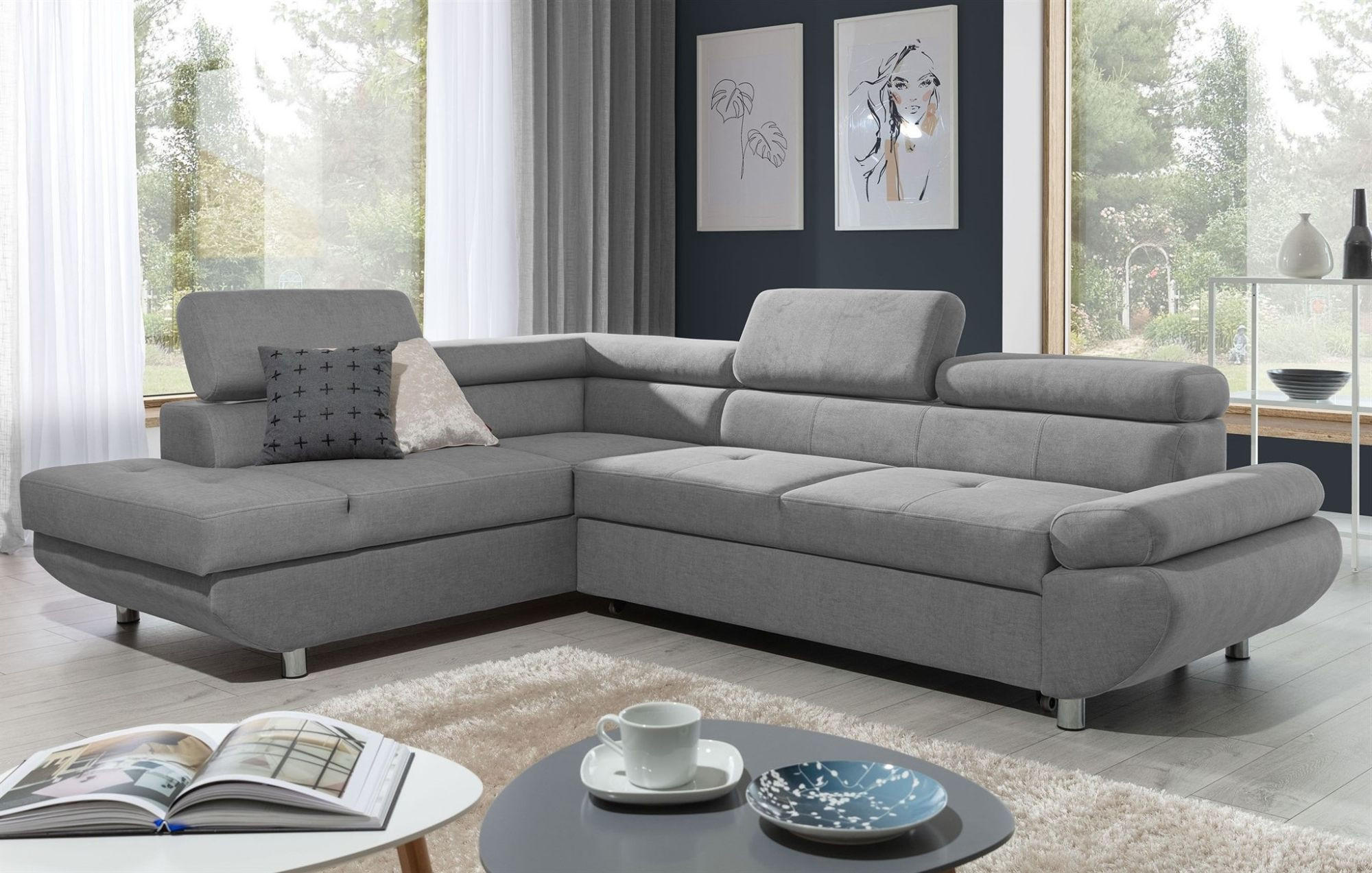 ECKSOFA Schlafsofa Panos In Esito - Grau, Holzwerkstoff/Textil (275/210cm) - Fun Möbel