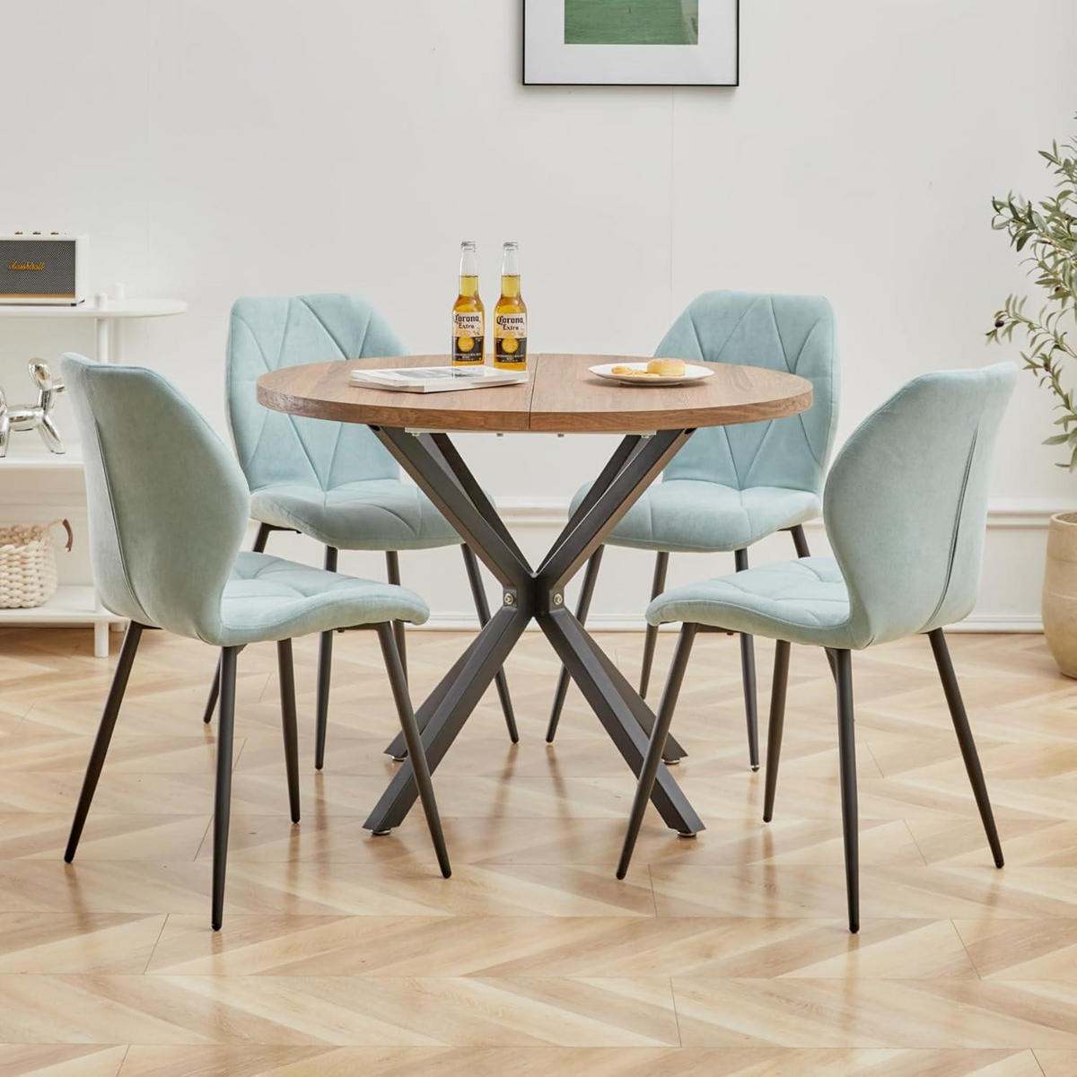 ESSZIMMERSTÜHLE 4er-Set Stoff Mintgrün - Hellgrün, Textil (43/86/47.5cm)