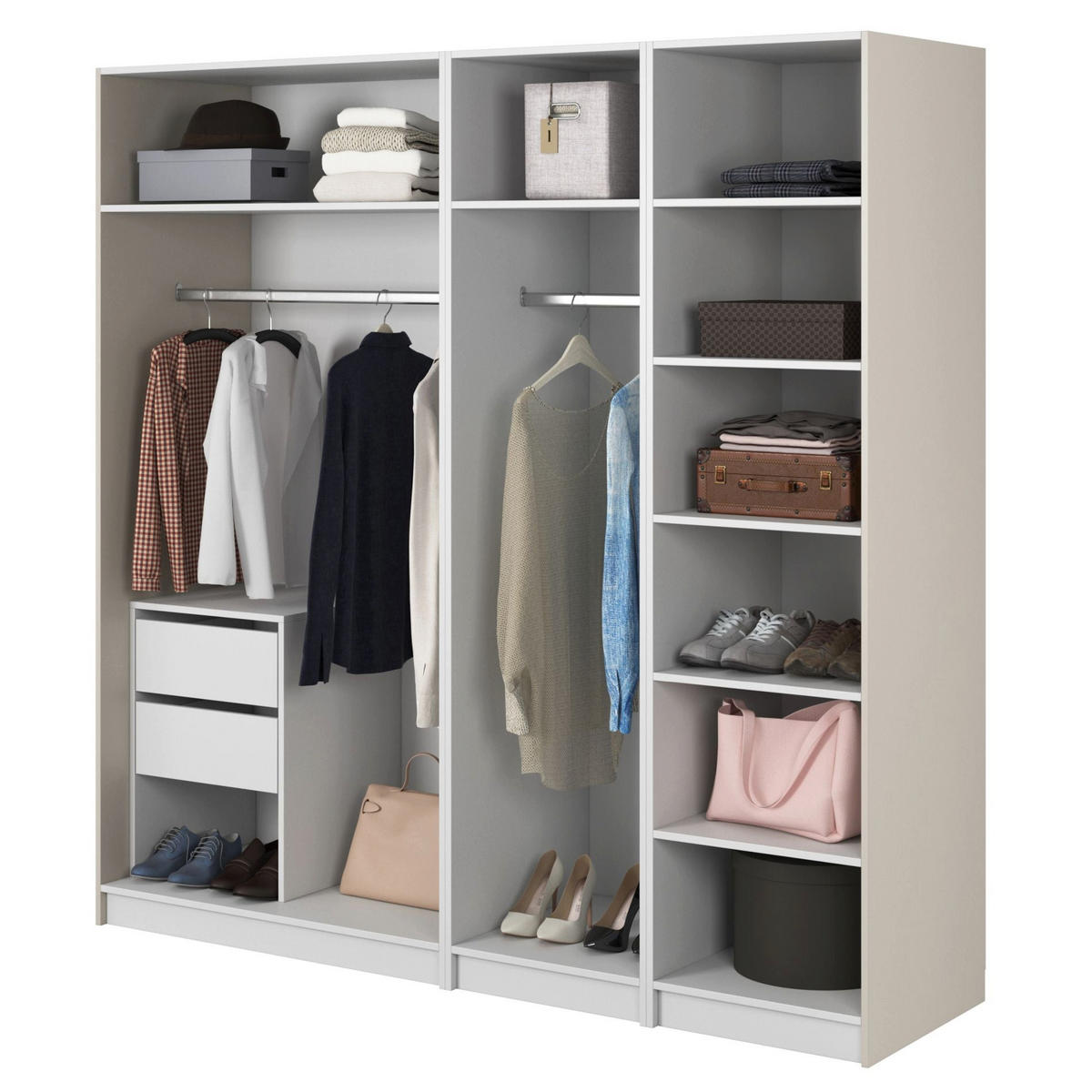 KLEIDERSCHRANK Moonir Greige 200 cm - Taupe/Goldfarben, Holzwerkstoff/Metall (200/200.5/57cm) - Selsey