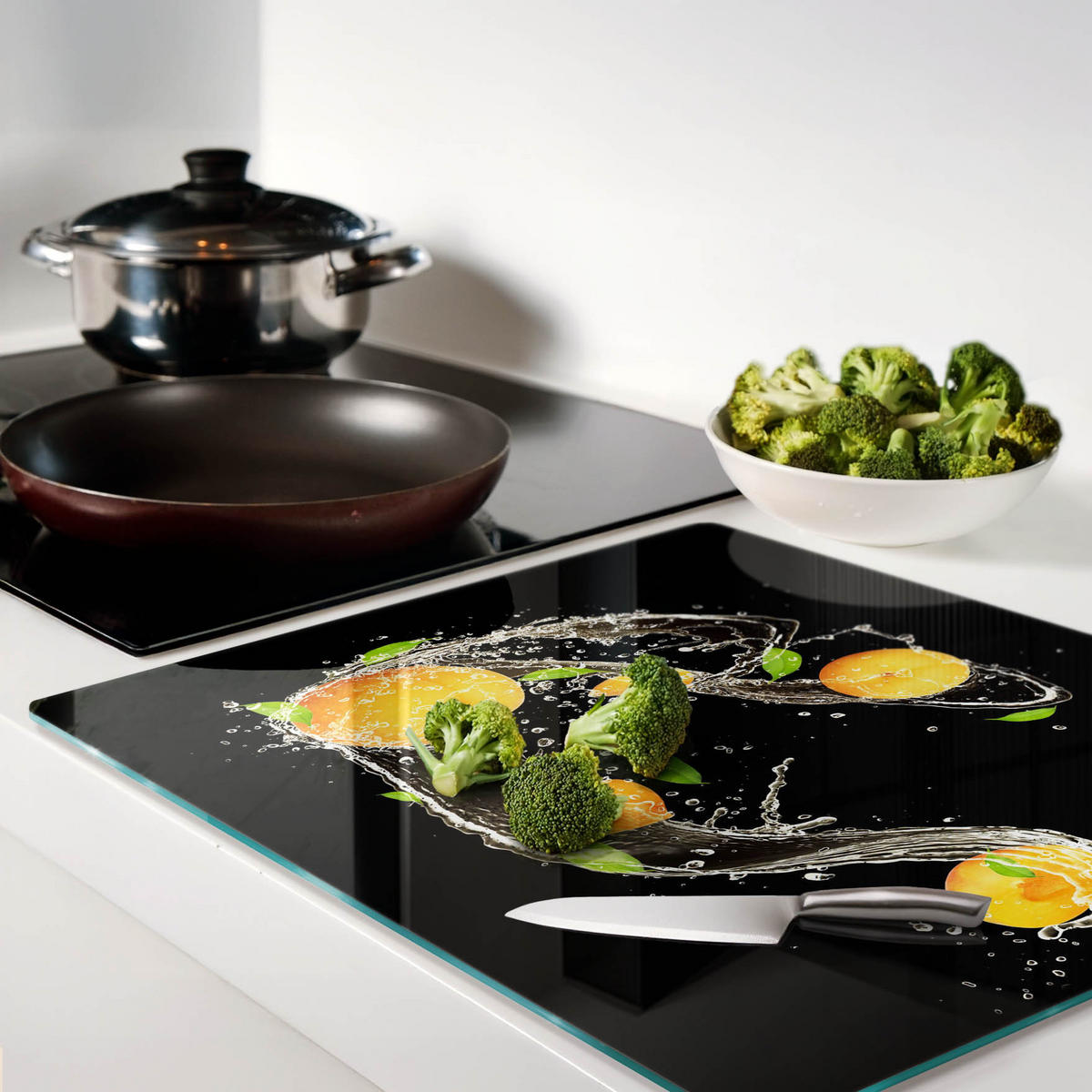 GLASPLATTE 60x52 cm Aprikosen und Wasser - Orange, Glas (60/0.4/52cm) - TULUP