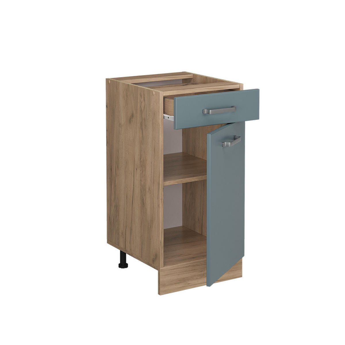 KÜCHENUNTERSCHRANK R-Line Blau-Grau 40 cm, AP Anthrazit - Eiche Wotan/Blaugrau, Holzwerkstoff (40/81.6/60cm) - Vicco