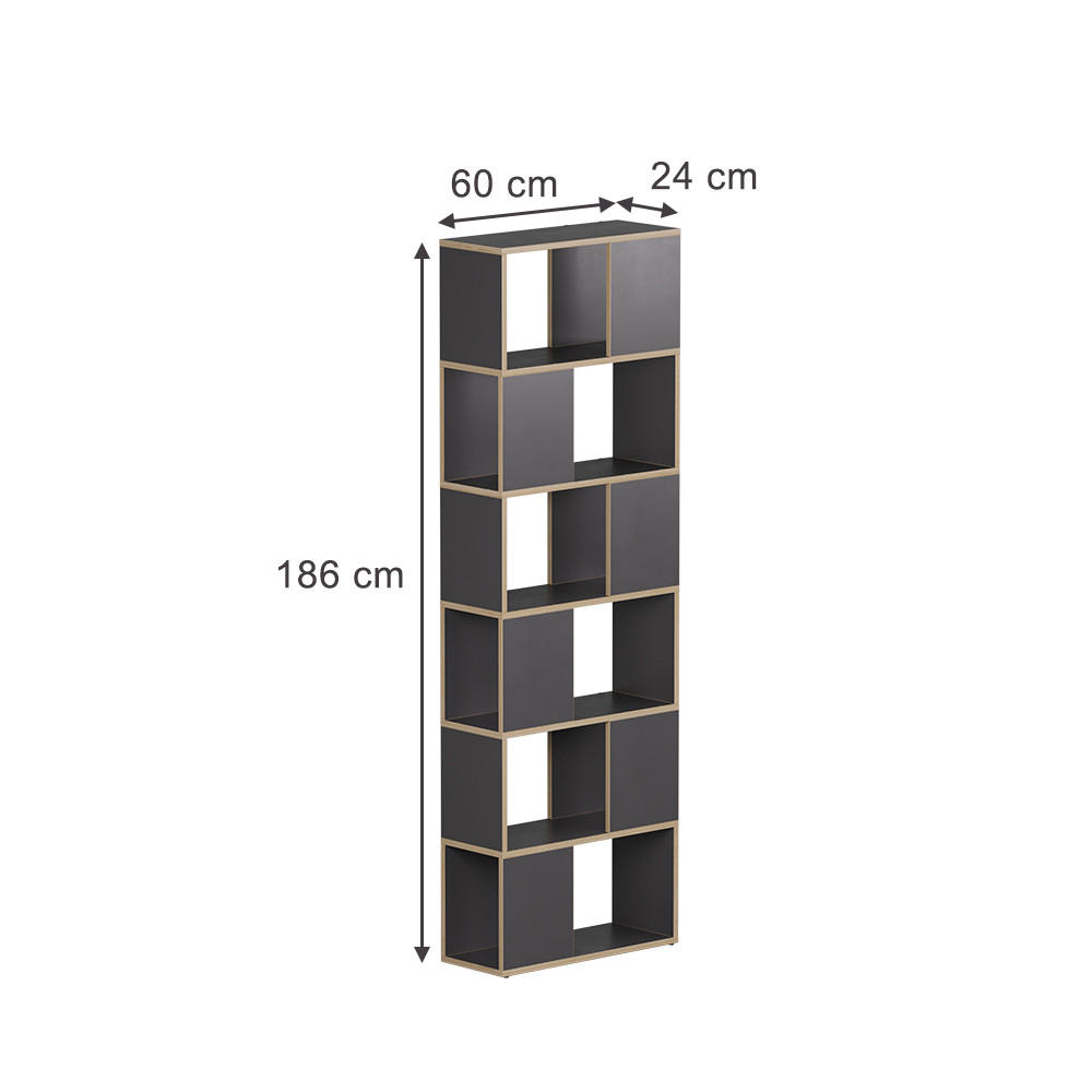 RAUMTEILER Eneos Anthrazit/Eiche 60 x 186 cm - Eichefarben/Anthrazit, Holzwerkstoff (60/186/24cm) - Vicco