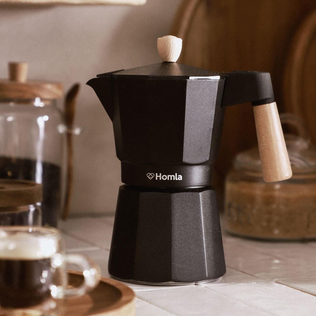 KAFFEEMASCHINE Mia Mokka schwarz 16/22 cm - Schwarz, Metall (16/19/22cm) - Homla
