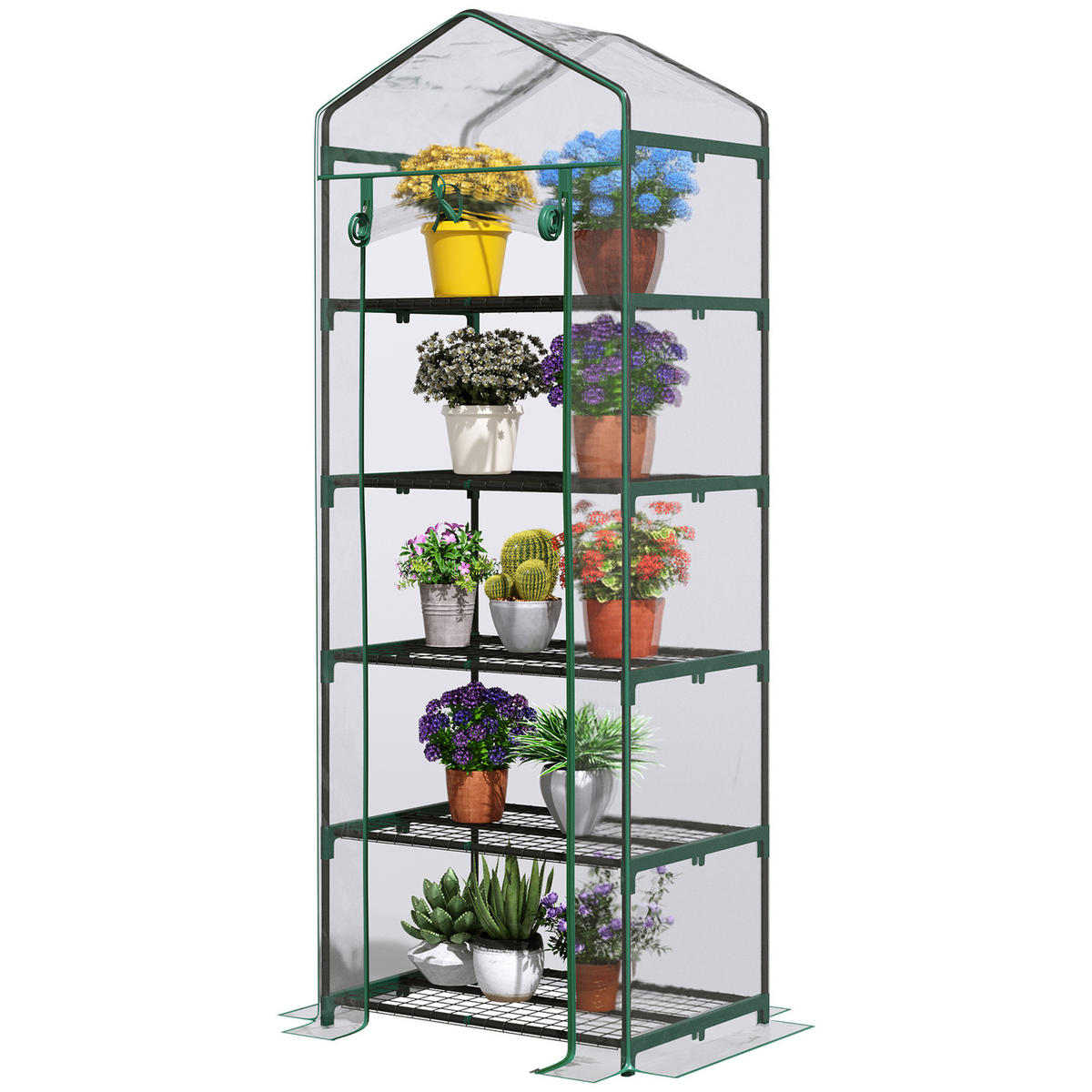 GEWÄCHSHAUS DE-11906 mit 5 Etagen & Tür Transparent - Transparent, Kunststoff (49/193/69cm) - ComfortXL
