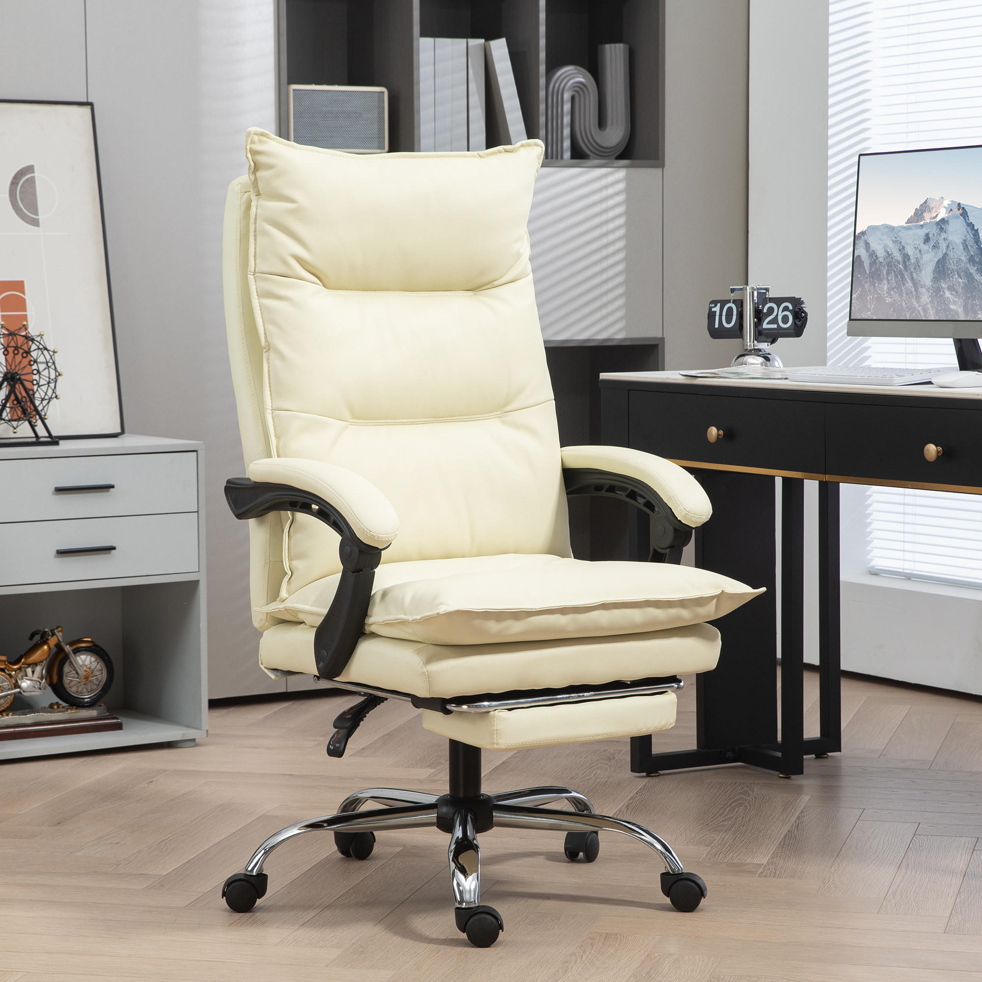 BÜROSTUHL, Kunstleder, Beige - Beige, Kunststoff (72/130/66cm) - Vinsetto