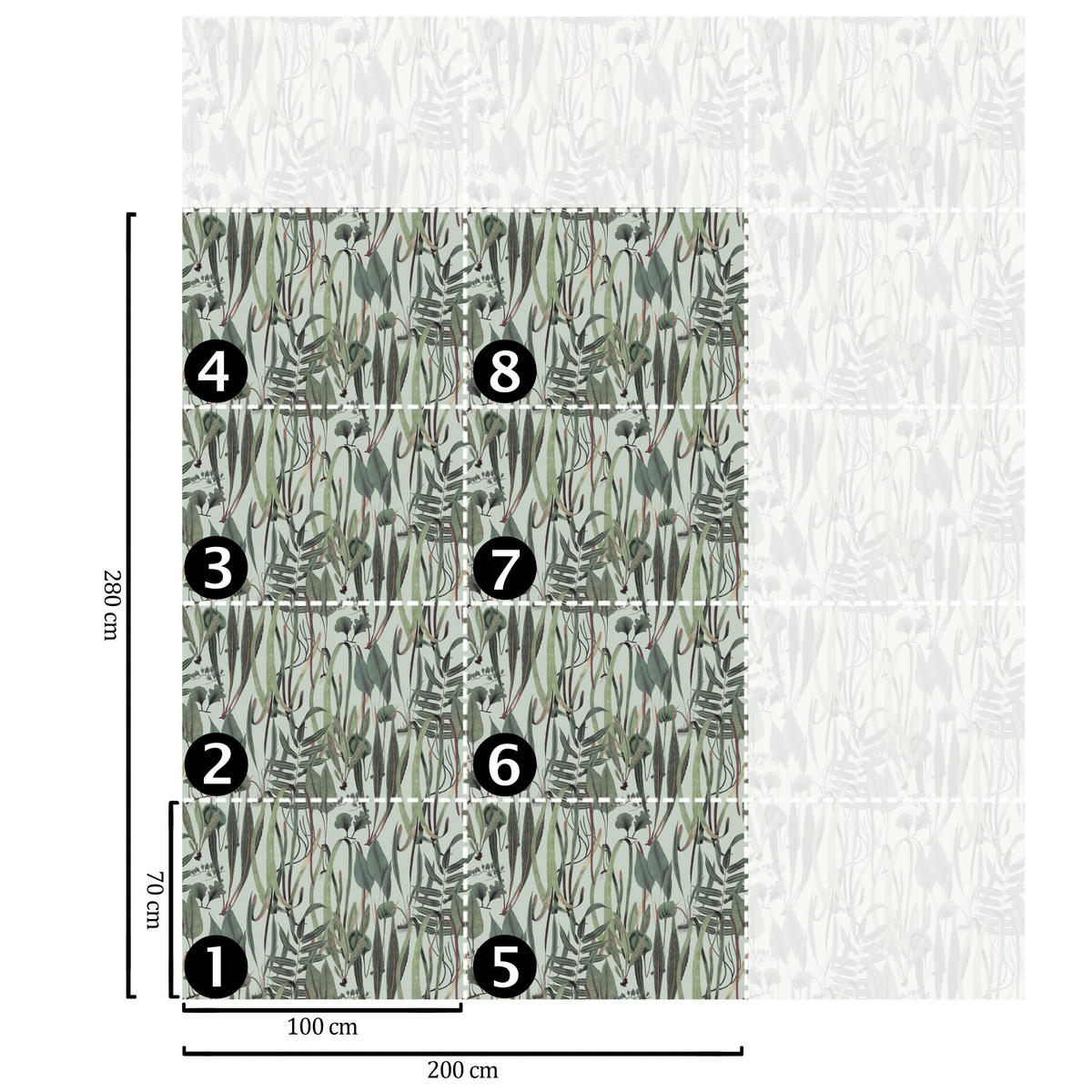 TAPETE Botanische aus echtem Papier, 200x280cm, 8 Bögen - Grün, Papier (200/280cm) - WALLPAPERS4BEGINNERS