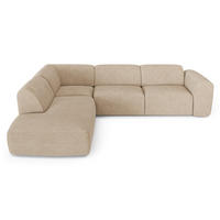 ECKSOFA LINKS Gerippter Samt Beige 269cm - Beige, Textil (221/269cm) - Sia Home