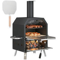 PIZZAOFEN DE-10237 2 Ebenen mit Pizzastein, klappbar Edelstahl - Schwarz, Metall (47/66/55.5cm) - ComfortXL