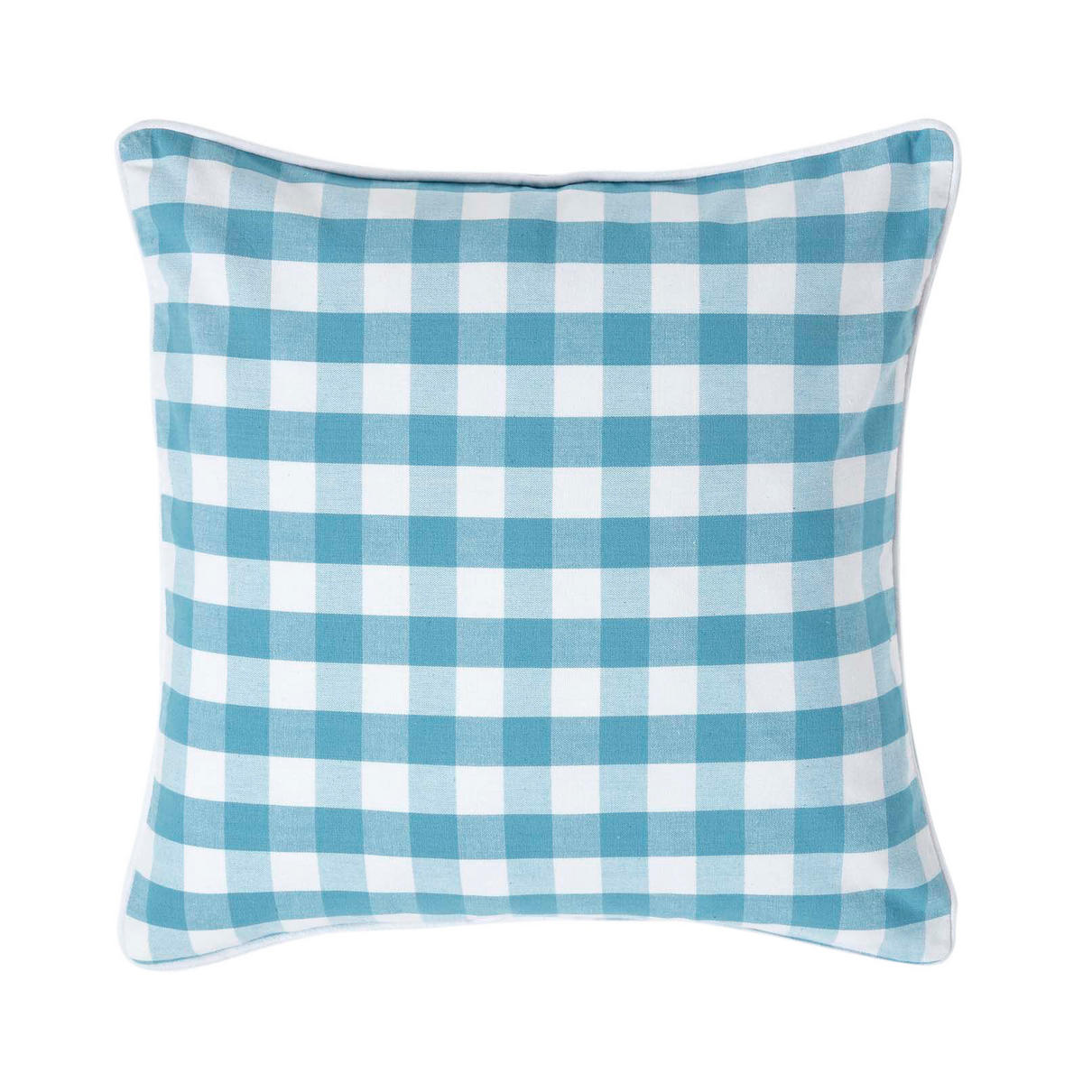 KISSENHÜLLE Karo-Muster 45/45 cm, 100% Baumwolle - Blau, Textil (45/45cm) - Homescapes