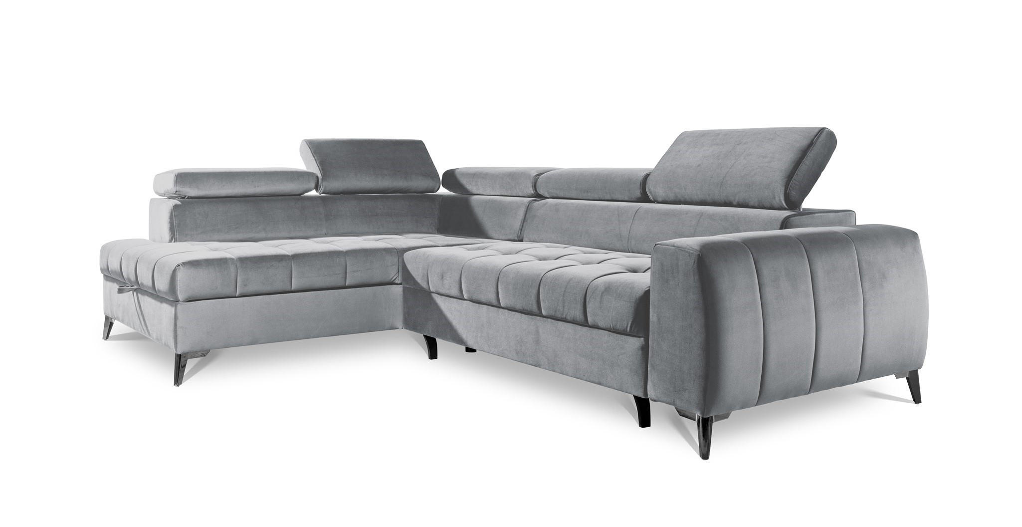 ECKSOFA Schlafsofa Agnesa In Salvador - Hellgrau, Holzwerkstoff/Textil (275/200cm) - Fun Möbel