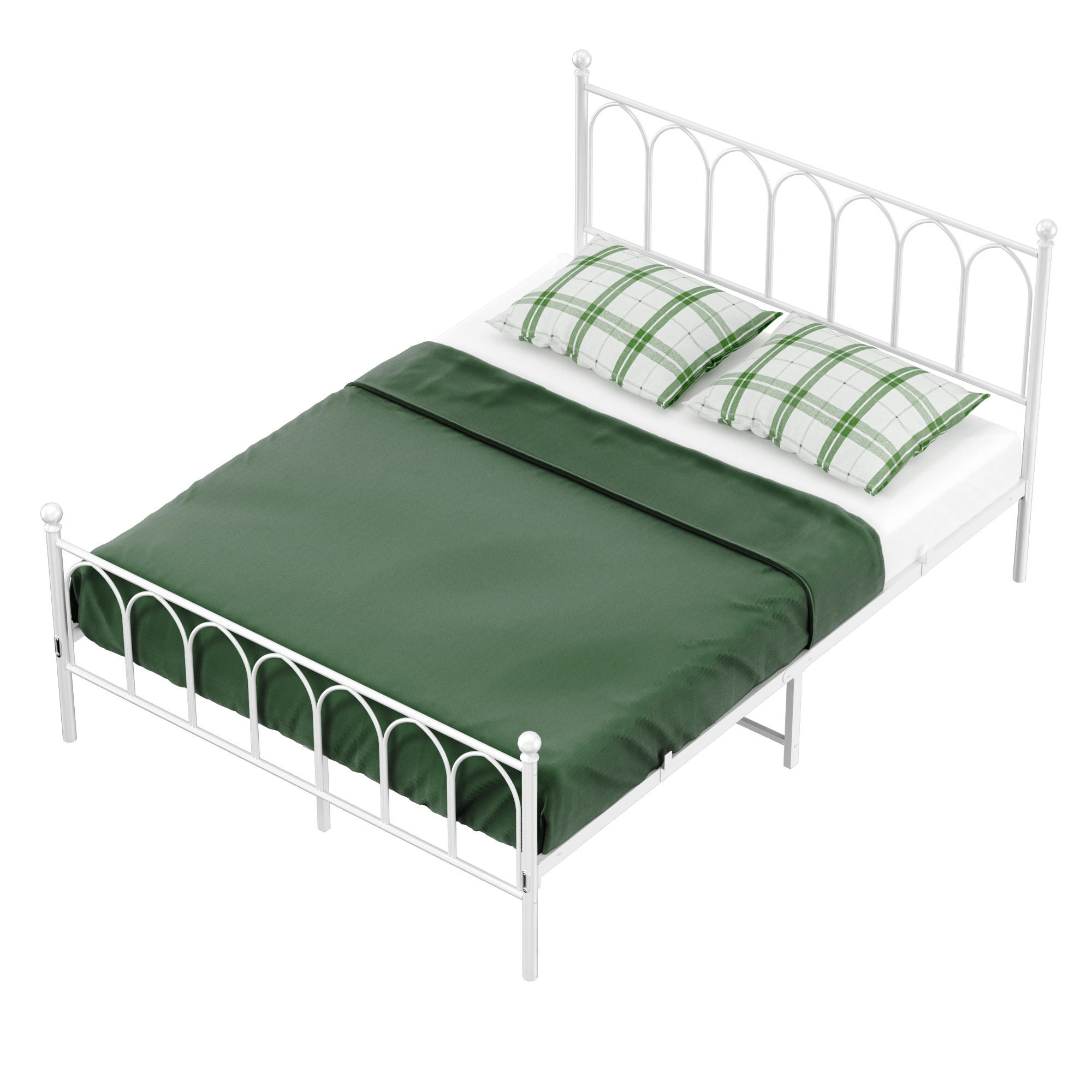 METALLBETT 140/200 mit Stauraum unter dem Bett, mit Lattenrost,Weiß - Weiß, Metall (140/200cm) - STILVORA