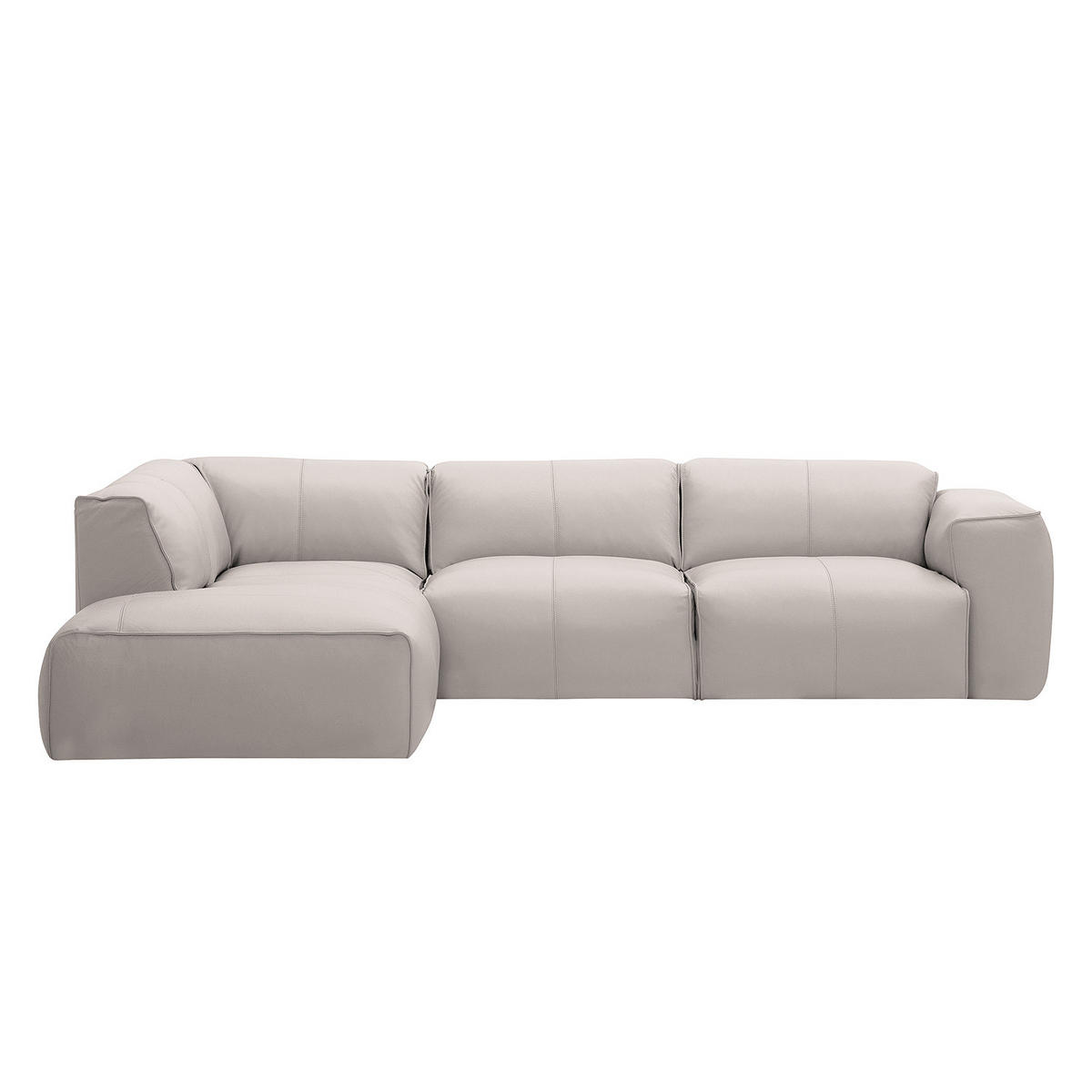3-SITZER ECKSOFA mit Recamiere - Hellgrau/Schwarz, Leder/Kunststoff (295/231cm) - home24