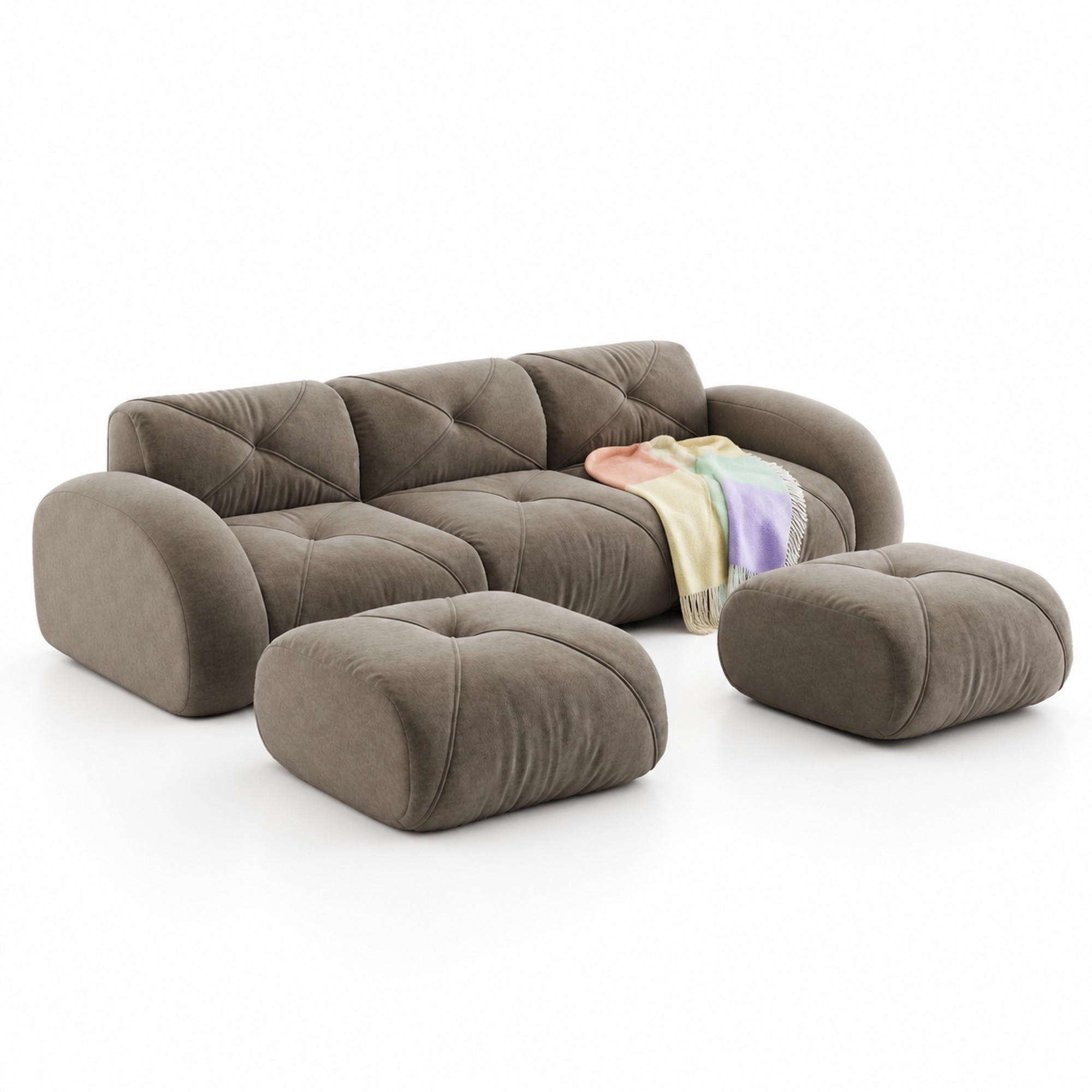 3-SITZER mit Chenille-Bezug in Taupe 281x171x76 cm, rahmenlos und flexibel stellbar - Taupe, Textil (171/76/281cm) - IVMEU