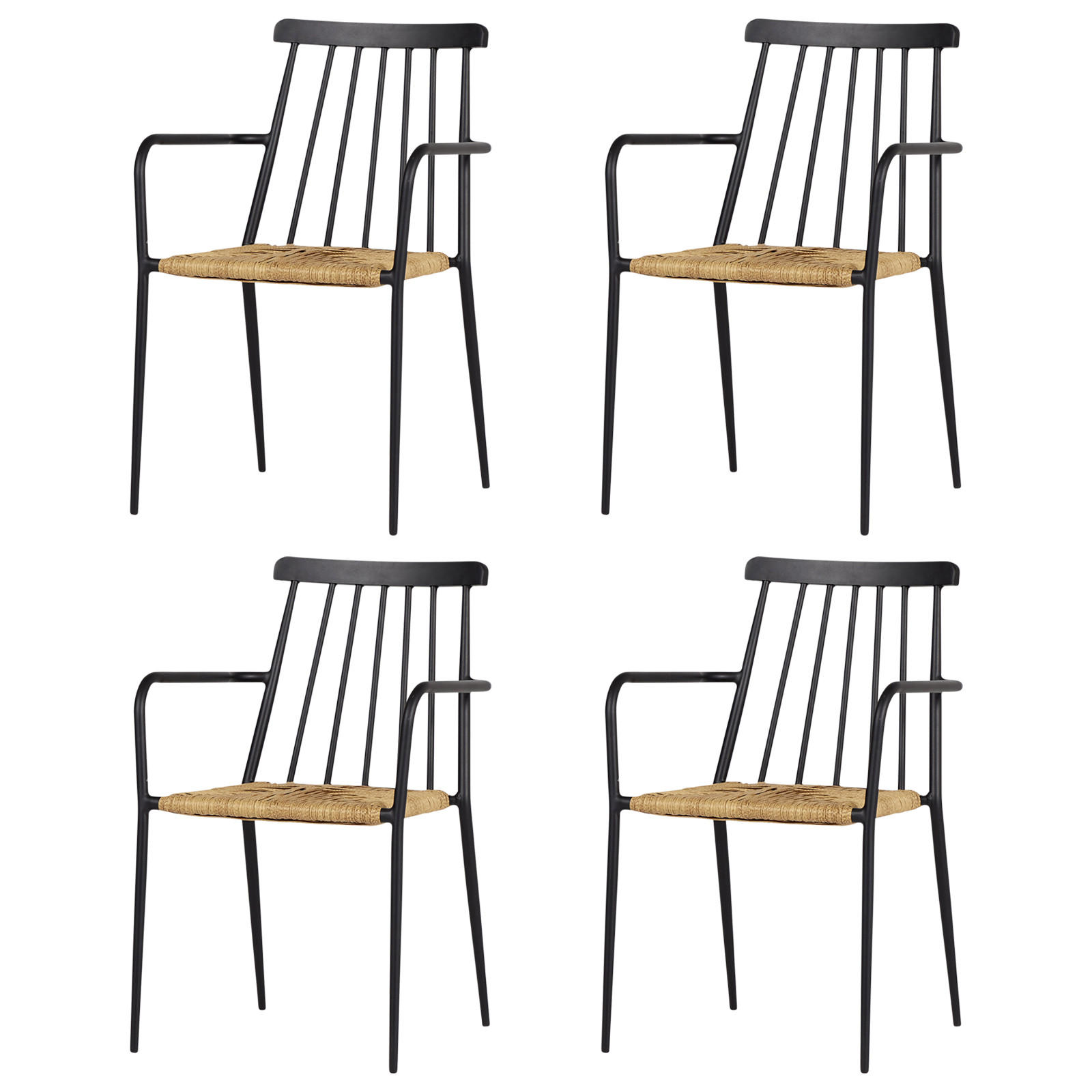 GARTENSTUHL Schwarz 4er Set - Schwarz, Holzwerkstoff (58/84/54cm) - ebuy24