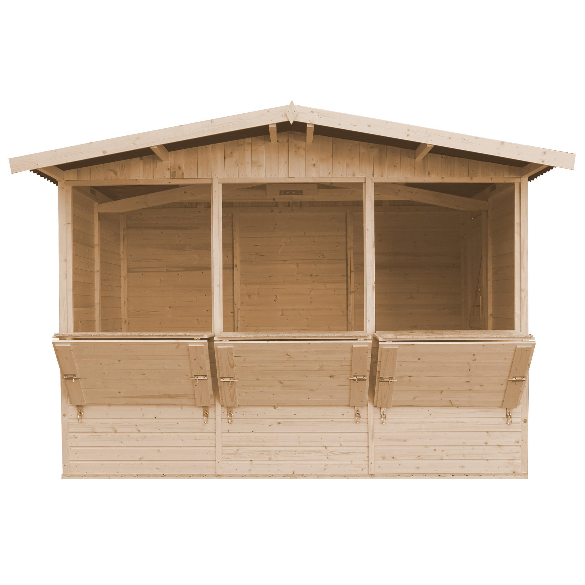MARKTBUDE Holz, Gartenhaus, DREI FENSTER - 200x300/6 m2 M150A - Beige, Holz (336/232/263cm) - Timbela