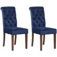 ESSZIMMERSTÜHLE 2er-Set WALES Samt 98x45x63 cm blau Holz - Blau, Holz (45/98/63cm) - DELUKE