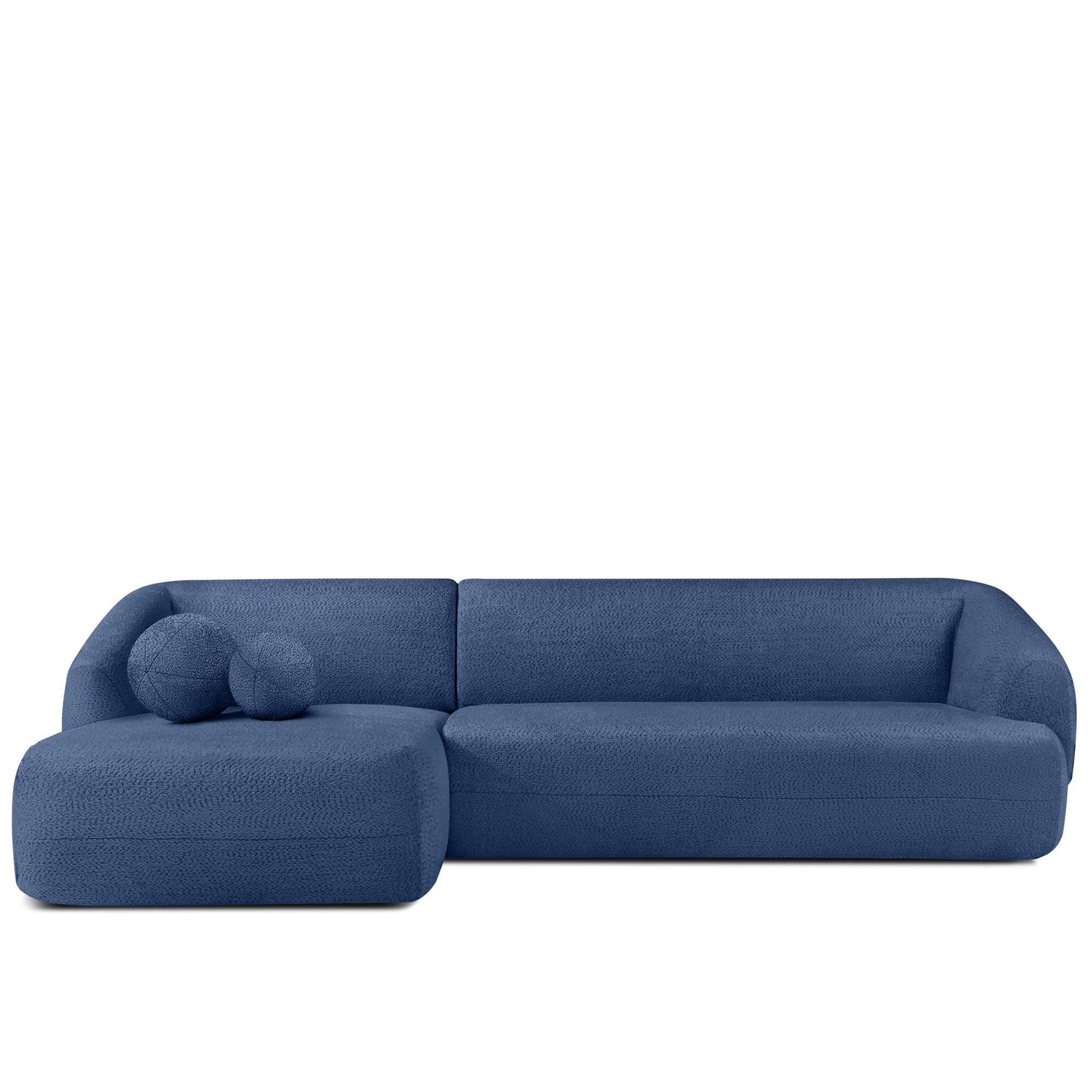 ECKSOFA LINKS VIRA, Blau, Chenille - Blau/Schwarz, Holz/Holzwerkstoff (300/160cm) - KONSIMO®