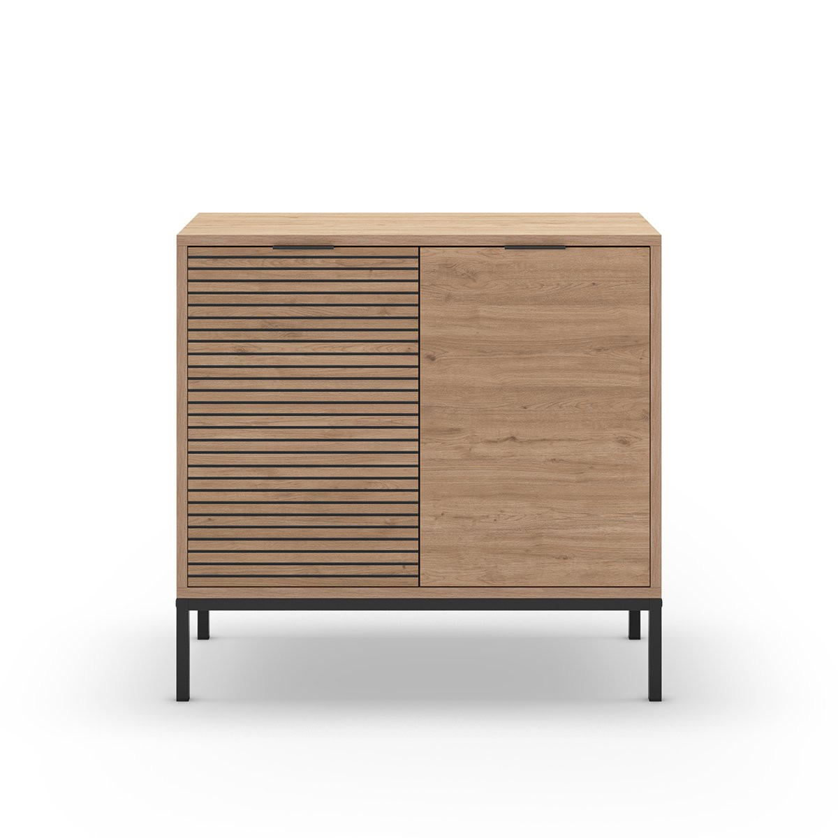 KLEINES Buffet mit 2 Türen und Metallfüßen Ariel - L80 cm - Apfelbaumfarben, Holzwerkstoff (40/80/80cm) - Calicosy