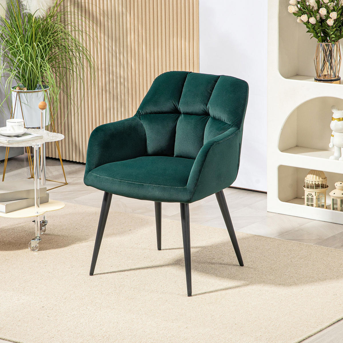 SESSEL Loungesessel mit Armlehne, Samtoptik für Wohnzimmer, Dunkelgrün - Dunkelgrün, Textil (58.5/78.5/59cm) - HOMCOM