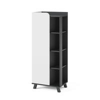 MIDISCHRANK Karen Anthrazit/Weiß 50 x 128 cm mit Tür und offenen Fächern - Anthrazit/Weiß, Holzwerkstoff (50/128/35cm) - Vicco