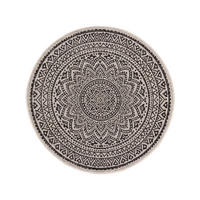 OUTDOORTEPPICH rund Cleo Weiß/Schwarz ø 120 cm rund - Weiß, Textil (120/120cm) - benuta Nest