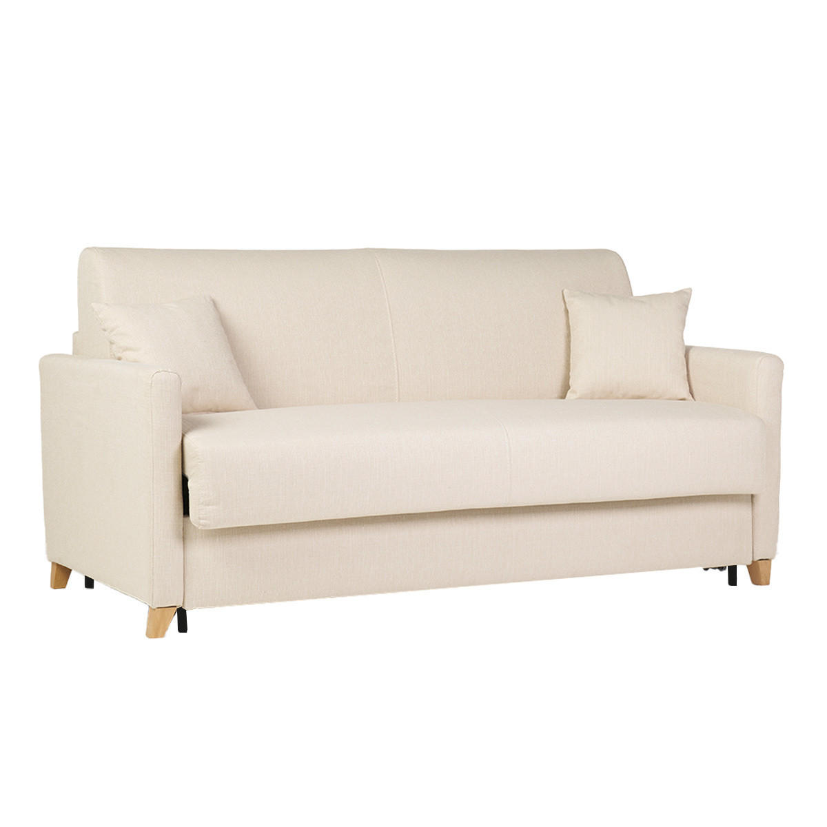 SCHLAFSOFA 3-Sitzer Skandinavisch Beige Matratze 18 cm SKANDY - Beige, Textil (99/92/176cm) - Miliboo