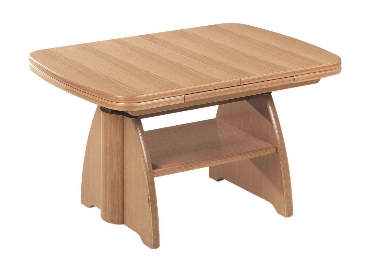 FUNKTIONSTISCH Casilda höhenverstellbar und ausziehbar 101(141,5) x 71 x 56-75 Wohnzimmertisch massiv Wildeiche - Braun, Holz (101/71/56cm) - 58aufmkessel