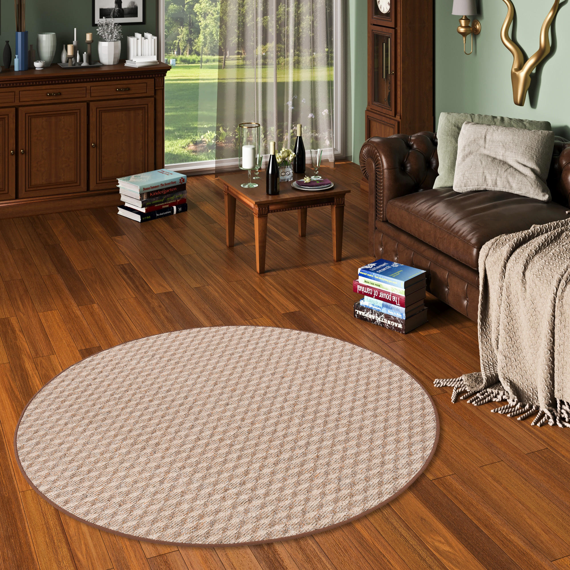 SCHLINGEN TEPPICH MODERN DIAMOND RUND - Cognac, Textil (200/200cm) - Snapstyle