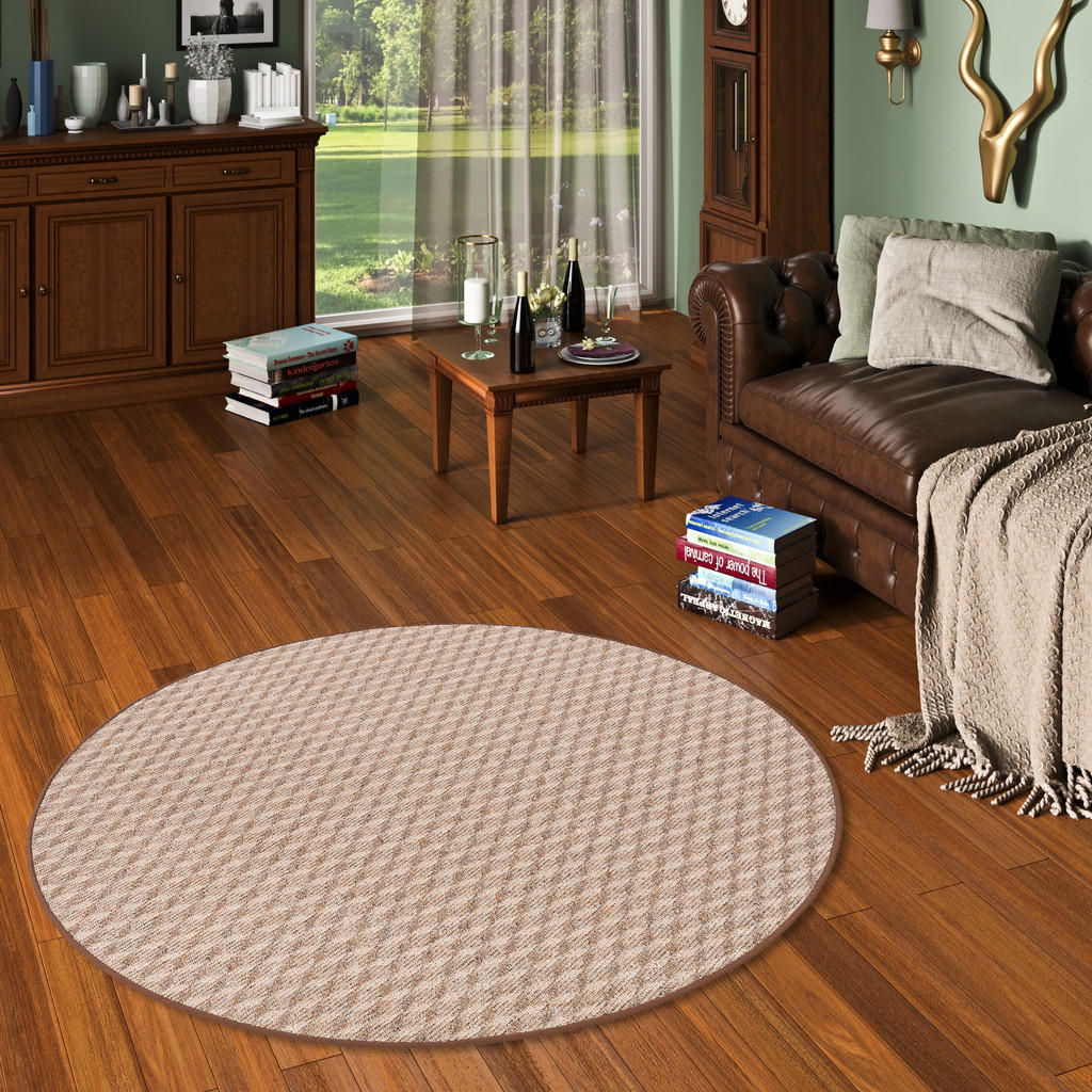 Thumbnail - Snapstyle Schlingen, Cognac, Textil, Rund, 160x160 cm, Teppiche & Böden, Teppiche