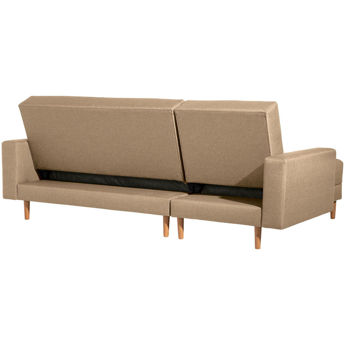 FUNKTIONSSOFA mit Hocker Kattie Flachgewebe sand - Sandfarben, Kunststoff (144/230cm) - 58aufmkessel