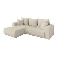 ROHOVÁ SEDAČKA s funkcí spaní, otoman vlevo MILA-L 277x194x86 béžová bouclé - černá/písková barva, kompozitní dřevo/textil (277/194cm) - ALTDECOR