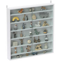 VITRINE DE-15556 6 verstellbare Böden, 2 Schiebetüren 80/83 cm - Weiß, Holzwerkstoff (9.5/83/80cm) - ComfortXL